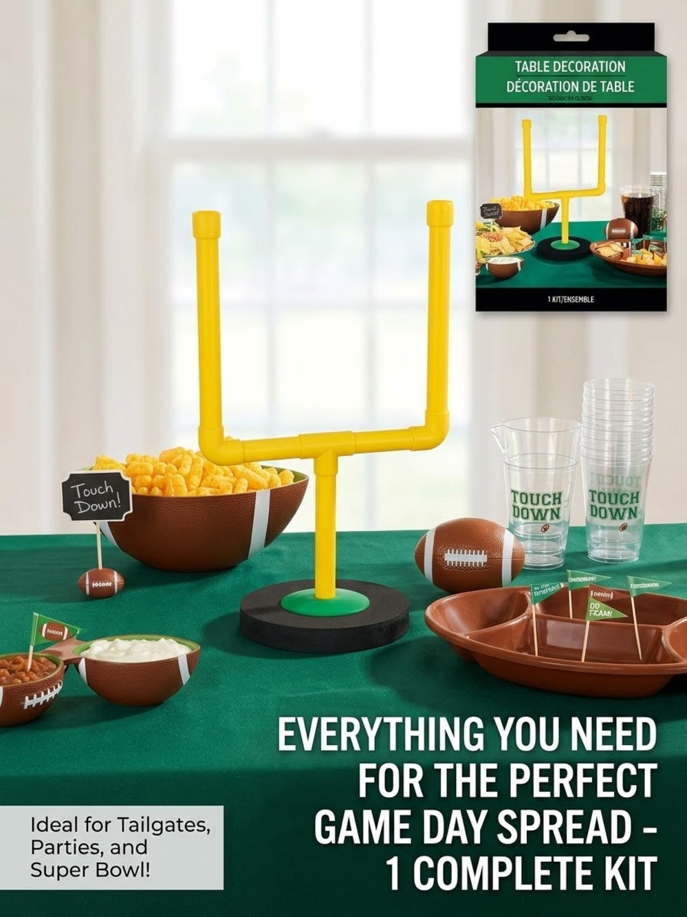 Game Day Table Decoration Goalpost Centerpiece - Yellow 16.25 x 9.5 (1 Set) New